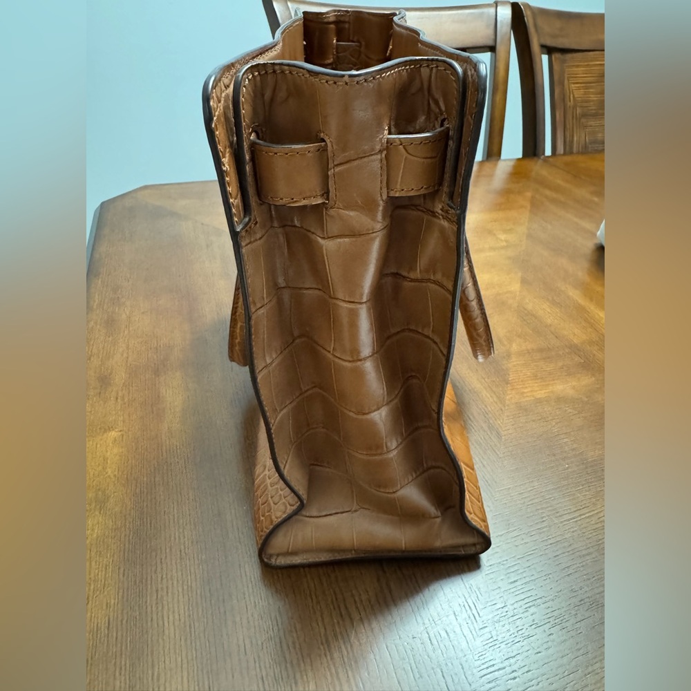 Vintage Michael Kors Tan Leather Crocodile Embossed Handbag - Picture 5 of 12